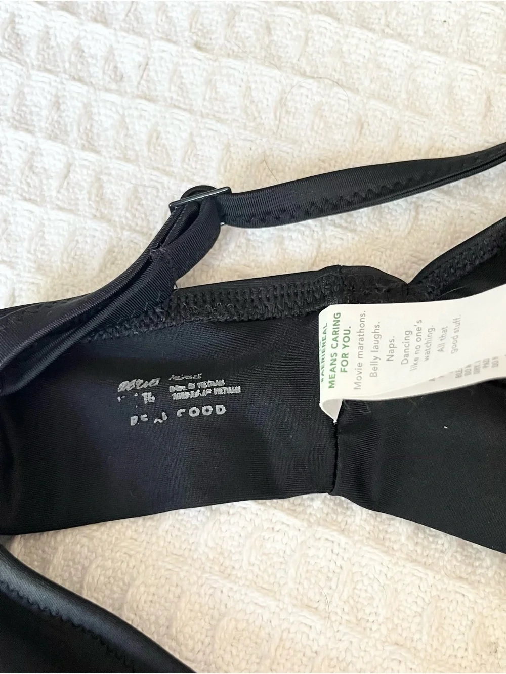 Aerie Black Ruffled Strap High-Waist Bikini Set XL top L bottom